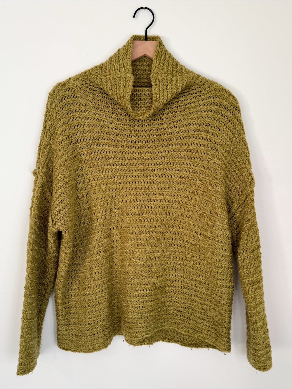 Aerie Chartreuse Green Oversized Loose Knit Mock Neck Sweater Size Large